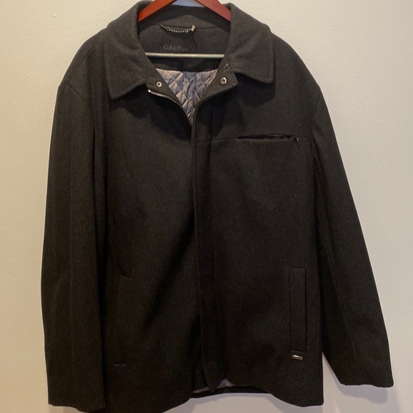 Calvin Klein Mens Classic Wool Overcoat Black Size Xl main image 0